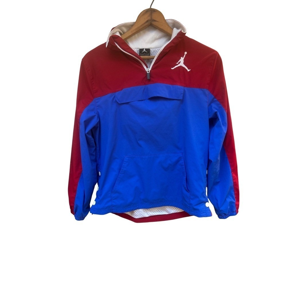 Jordan‎ Kids Colorblock Windbreaker Jacket Red Blue White Jumper Hooded Pullover